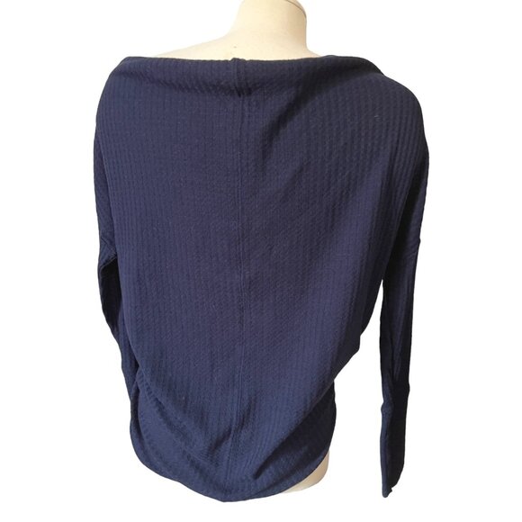 Maurices Straight Neck Waffle Knit Sweater Sz Small Womens Navy Blue Long Sleeve - Picture 2 of 7
